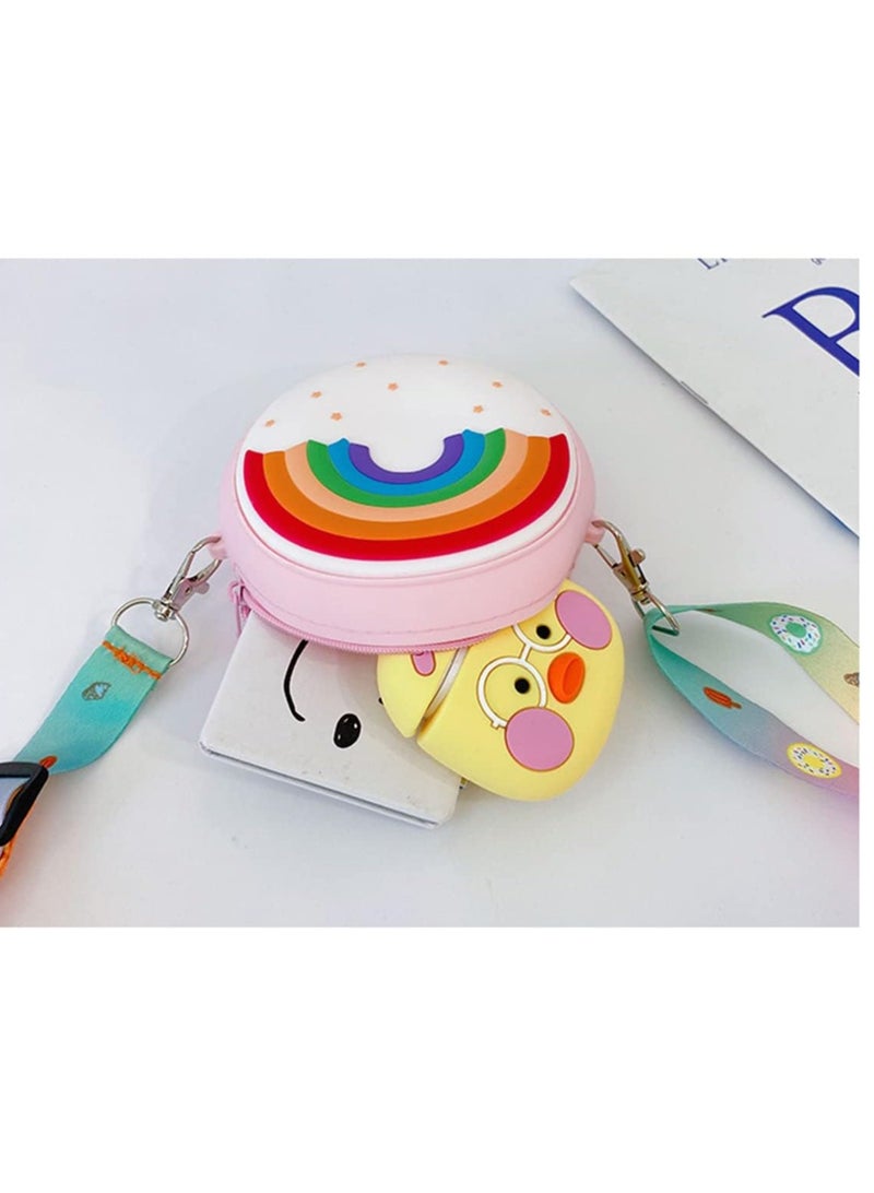 SYOSI Kids Crossbody Purse Round Rainbow Coin Purse Coin Wallet Baby Girl Cute Shopping Shoulder Bag with Removable Chain Strap  - Image 5