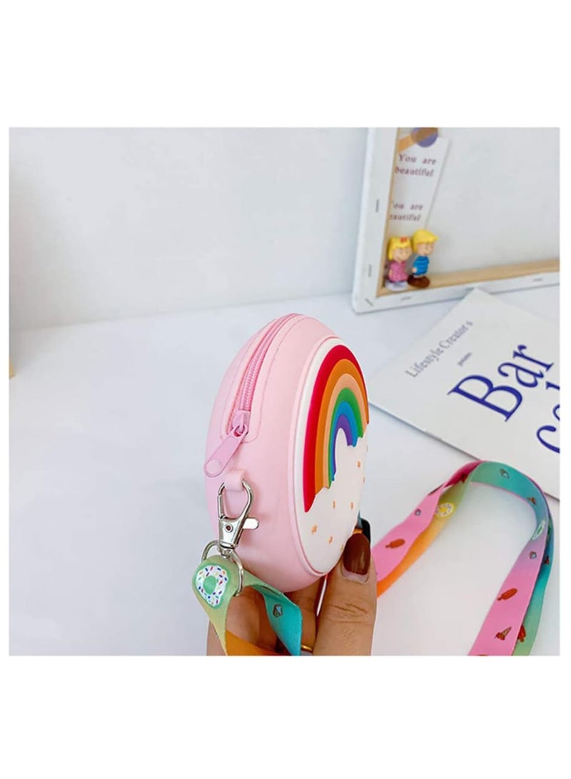 SYOSI Kids Crossbody Purse Round Rainbow Coin Purse Coin Wallet Baby Girl Cute Shopping Shoulder Bag with Removable Chain Strap  - Image 4