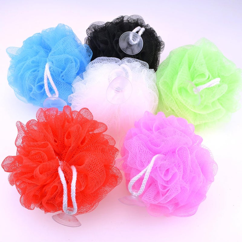 Star Brand Long Lasting Bath Sponge 6 Counts 60g Heavy Bath Mesh Pouf with Suction Cup Big Shower Sponge and Loofahs Holding Up Bathing Exfoliator and Body Scrubber - Image 2