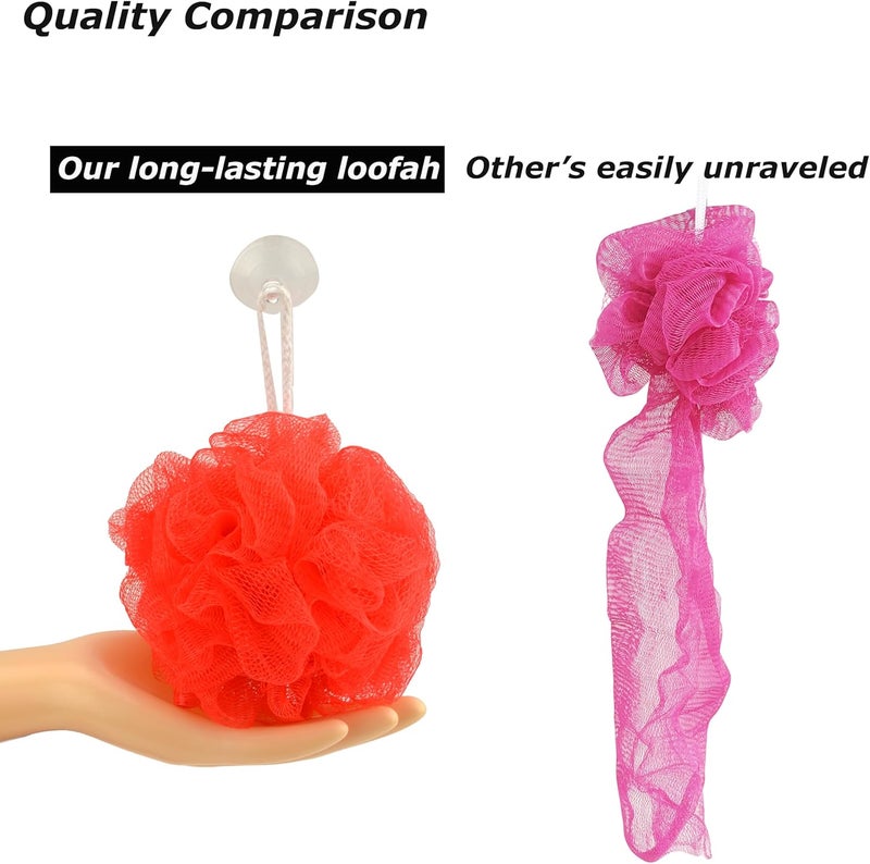 Star Brand Long Lasting Bath Sponge 6 Counts 60g Heavy Bath Mesh Pouf with Suction Cup Big Shower Sponge and Loofahs Holding Up Bathing Exfoliator and Body Scrubber - Image 3