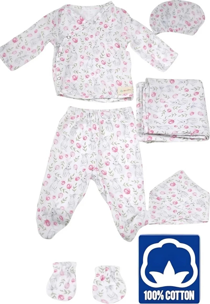 Tezzgelsin Baby Newborn Muslin Fabric 100% Organic Cotton Hospital Delivery Set of 6