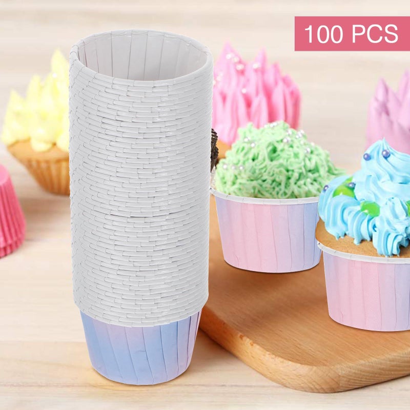 Gradient Coated Paper Cupcake Liners 100pcs Heat Resistant Muffin Baking Cups - Image 4