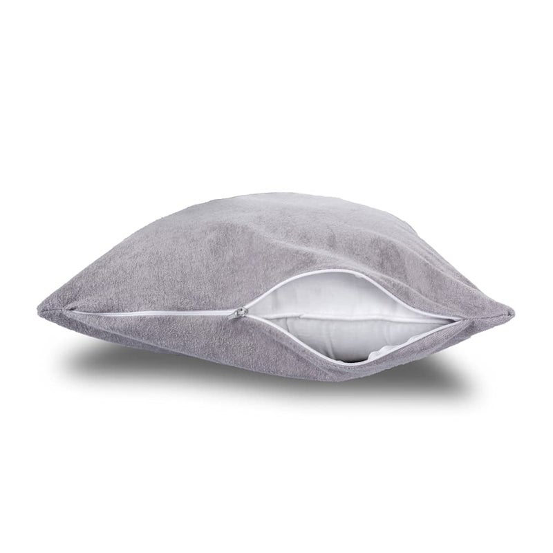 Wakefit Pillow Protector Waterproof | Terry Cotton | Pillow Inner Cover with Zip | 200 GSM | Grey-28x18 Inch | Set of 2 - Image 2