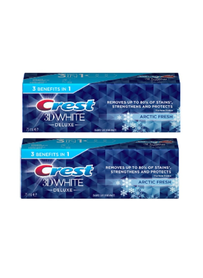 Crest3D White Deluxe Arctic Fresh Toothpaste Mint 75ml Pack of 2 - Image 1