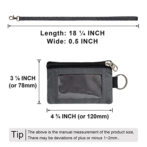 CHENSPRX Minimalist RFID Blocking Small Wallet with ID Window,WaterResistant Zip Id Case Wallet with Lanyard Keychain for Cards,Cash,Travel,Women,Men (DarkGrey) - Image 4