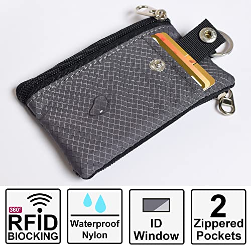 CHENSPRX Minimalist RFID Blocking Small Wallet with ID Window,WaterResistant Zip Id Case Wallet with Lanyard Keychain for Cards,Cash,Travel,Women,Men (DarkGrey) - Image 3
