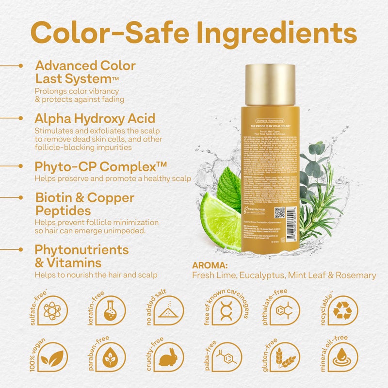 Colorproof Biorepair Thicken Shampoo for Color Treated Hair 8.5 Fl. Oz. Thickening Shampoo for Fine Hair w/Fresh Lime, Eucalyptus, Mint Leaf & Rosemary Scent - Image 2