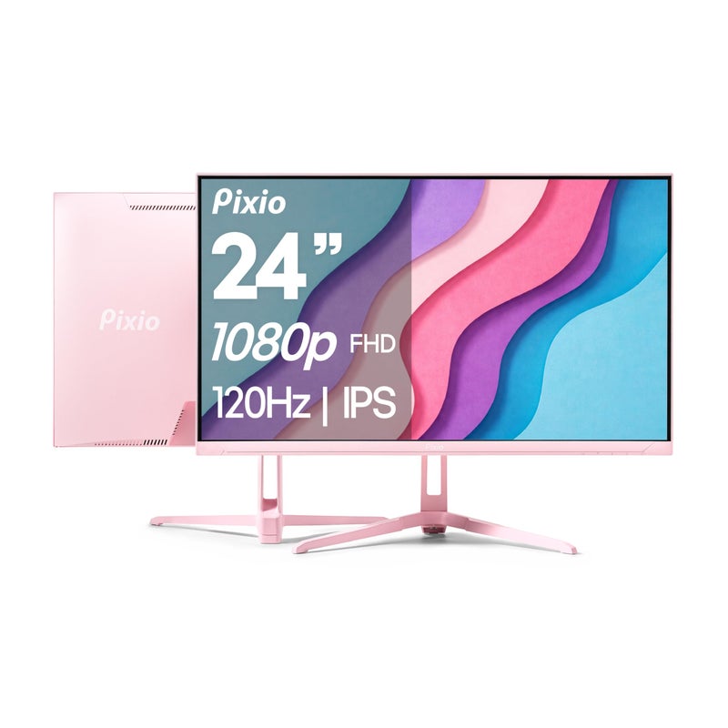 Pixio PX246 Wave Pink 24 inch 120Hz Refresh Rate FHD 1080p Resolution IPS Panel 4ms GTG Response Time Gaming Monitor with Adaptive Sync - Image 1