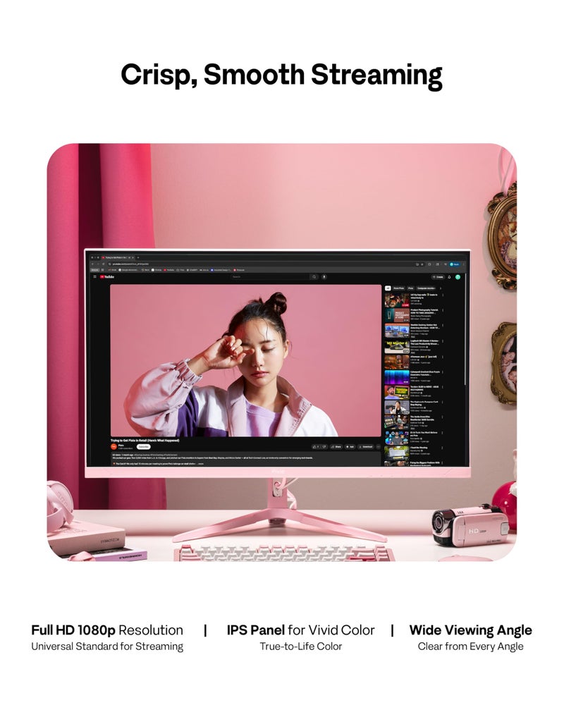 Pixio PX246 Wave Pink 24 inch 120Hz Refresh Rate FHD 1080p Resolution IPS Panel 4ms GTG Response Time Gaming Monitor with Adaptive Sync - Image 5