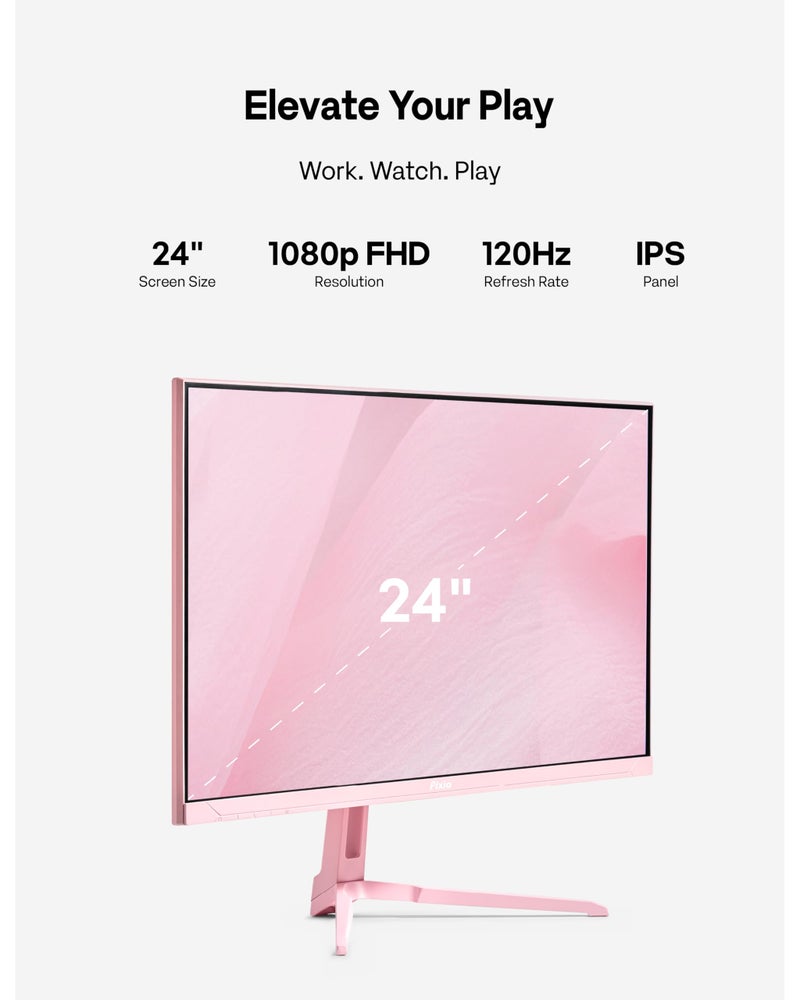 Pixio PX246 Wave Pink 24 inch 120Hz Refresh Rate FHD 1080p Resolution IPS Panel 4ms GTG Response Time Gaming Monitor with Adaptive Sync - Image 3