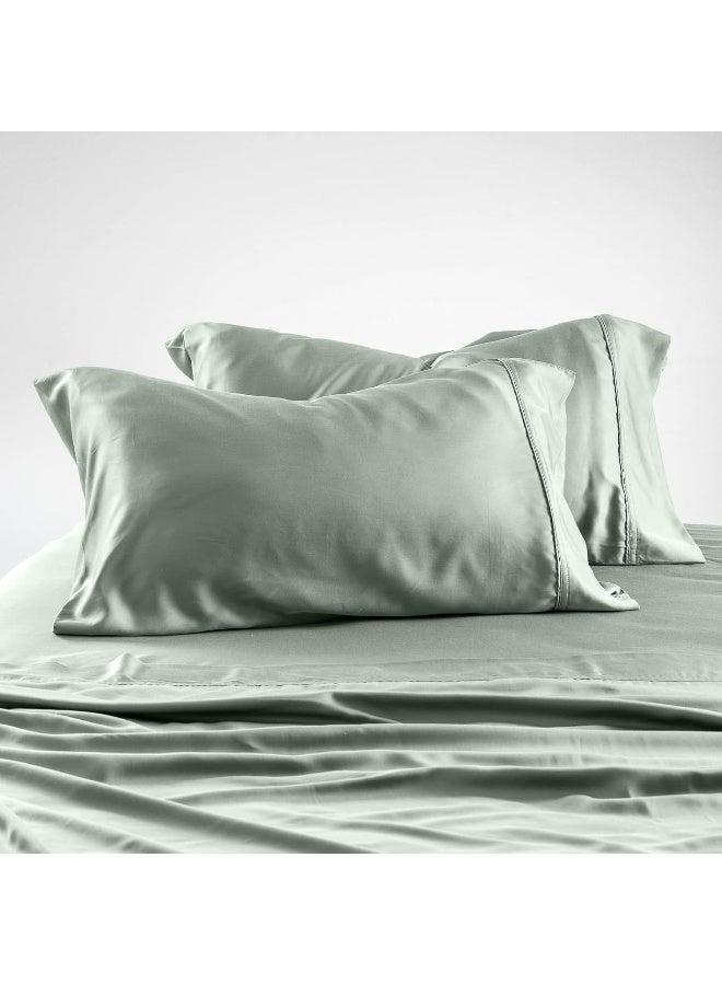 Olive + Crate Eucalyptus Cooling Pillowcases Standard Size | Certified Tencel Lyocell Fiber | Cool Vegan Silk Static Free for Skin and Hair | Softer Than Cotton and Linen | Spring Sage  - Image 1