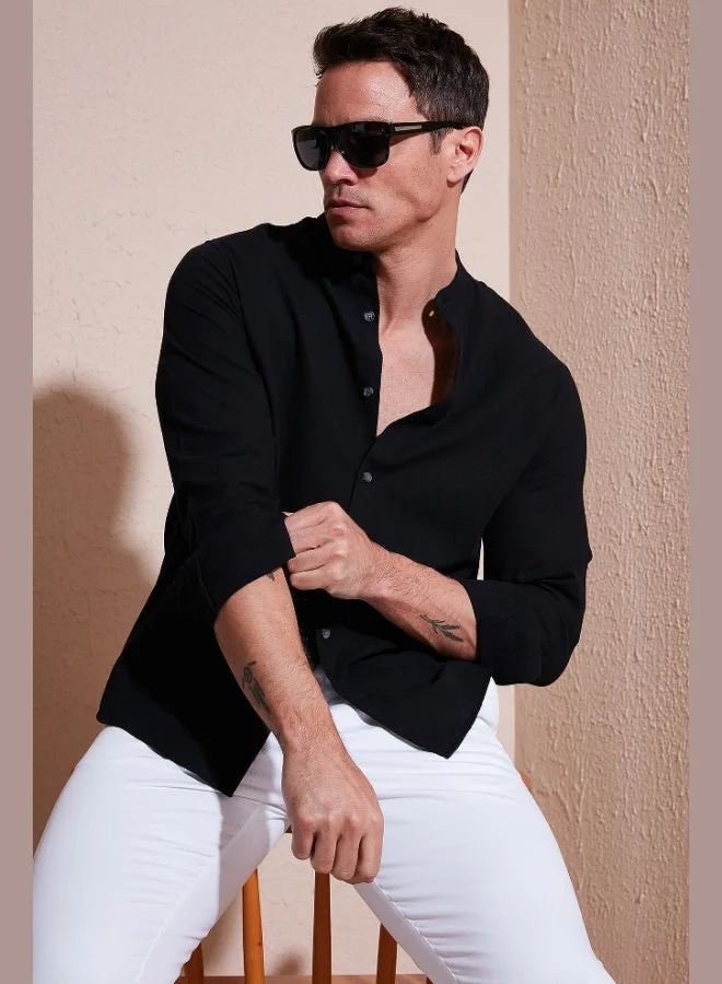 Buratti Buratti Linen Look Cotton Regular Fit Crew Neck Shirt Men's SHIRT CF25S112637