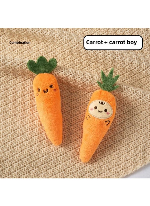 Baby's Anti-Jumping Hand-held Ring Soothing Doll Sleeping Artifact Baby's Chewing Plush Toy Carrot Belt-Color:Combination-carrot + Carrot Boy
