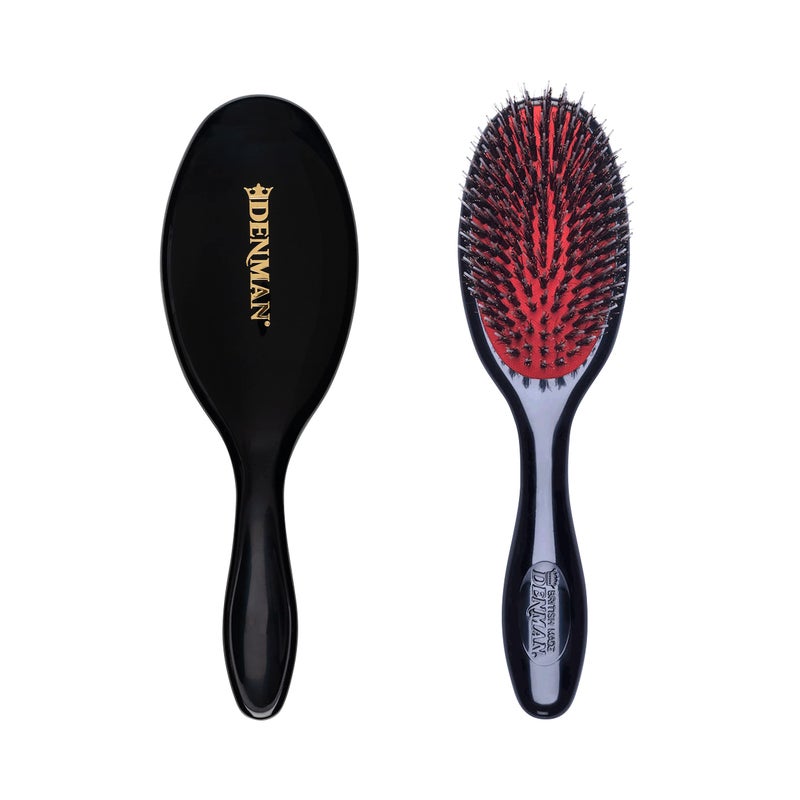 Denman Cushion Hair Brush (Small) with Soft Nylon Quill Boar Bristles - Porcupine Style for Grooming, Detangling, Straightening, Blowdrying and Refreshing Hair â€“ Black, D81S - Image 1