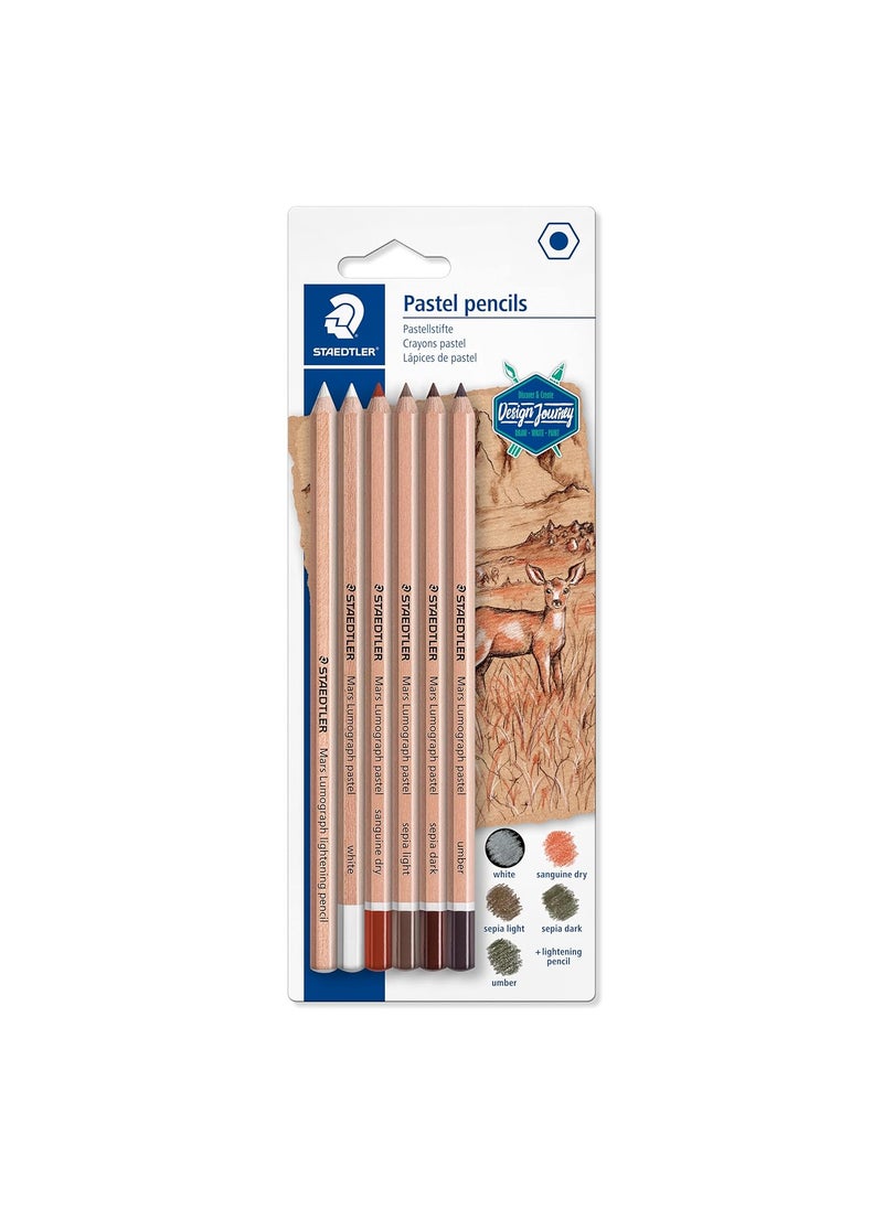 STAEDTLER Staedtler Mars Lumograph Pastel colour pencils set of 6 pastel colours  - Image 1