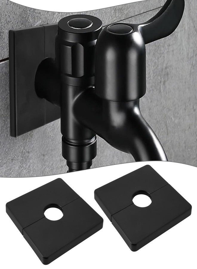 أوتوتك OTOTEC 4 قطع من ألواح الحماية ذات الشكل المربع ذاتية اللصق من ABS بفتحة شفة مقسمة على الحائط مقاس 22 مم و85.5 مم لرأس الدش الثابت، أنابيب قياسية مقاس 1/2 بوصة، لون أسود - Image 3