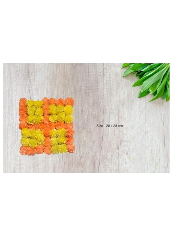 Shreeji Rangoli mat made from Artificial marigold flower size 28 cm - Image 2