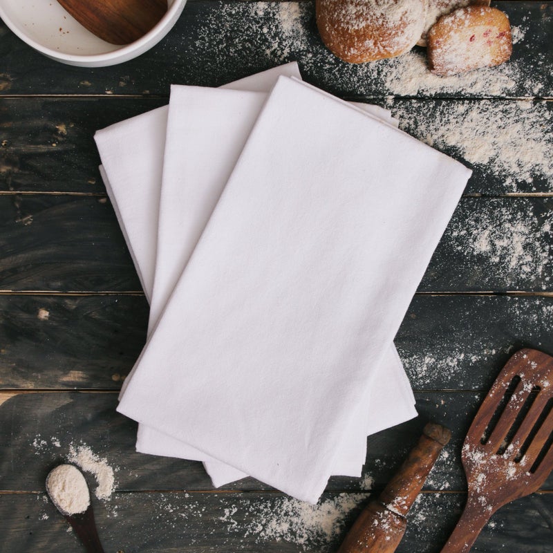 DG Collections Flour Sack Dish Towels for Kitchen  Set of 12 (27 x 27 Inches)  Multi-use White Kitchen Towels  100% Cotton  Highly Absorbent Hand Towels  Tea Towels for Embroidery  and Print - White - Image 2