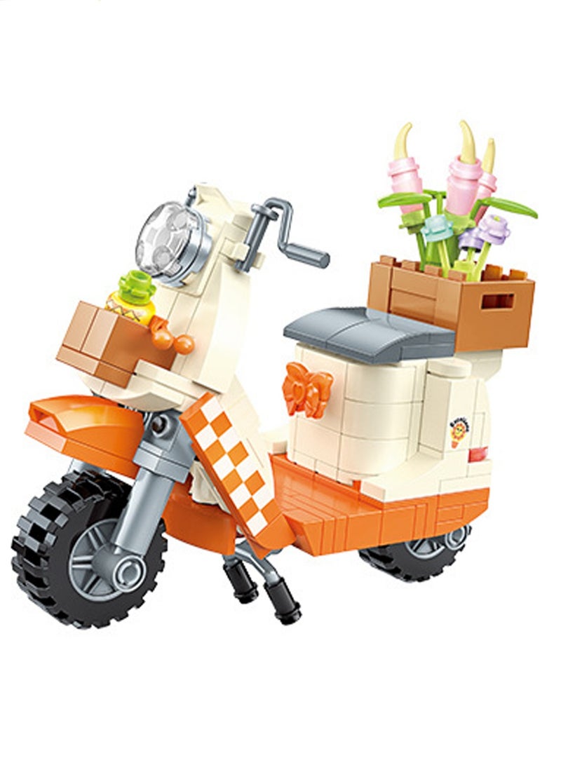 Flower Pedal Small Motorcycle Model Set Building Blocks Creative Diy Assembly Building Assembly Toys Children Adult Home Decoration - Image 1