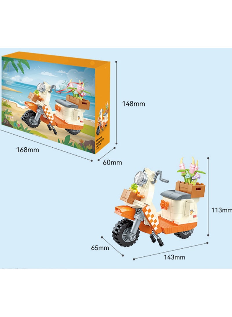 Flower Pedal Small Motorcycle Model Set Building Blocks Creative Diy Assembly Building Assembly Toys Children Adult Home Decoration - Image 2