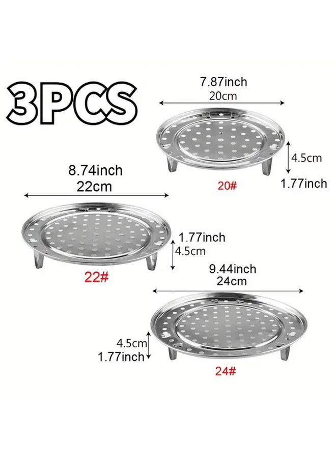 3pcs Stainless Steel Steamer Rack Set For Steaming Baking Roasting Food Safe Kitchen Tool - Image 4