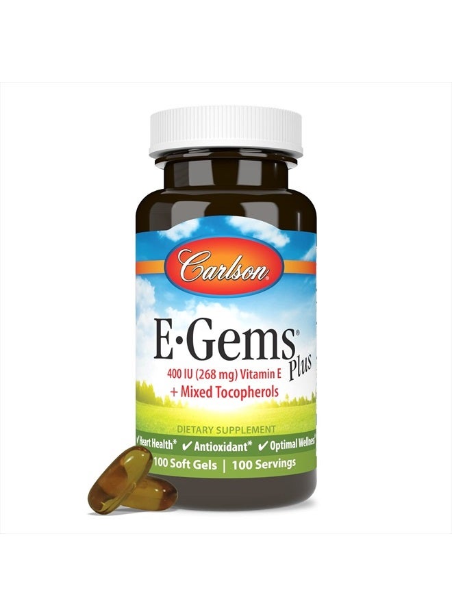 Carlson E-Gems Plus, 400 IU (268 mg), Natural-Source Vitamin E, Optimal Wellness, 100 Soft Gels - Image 5