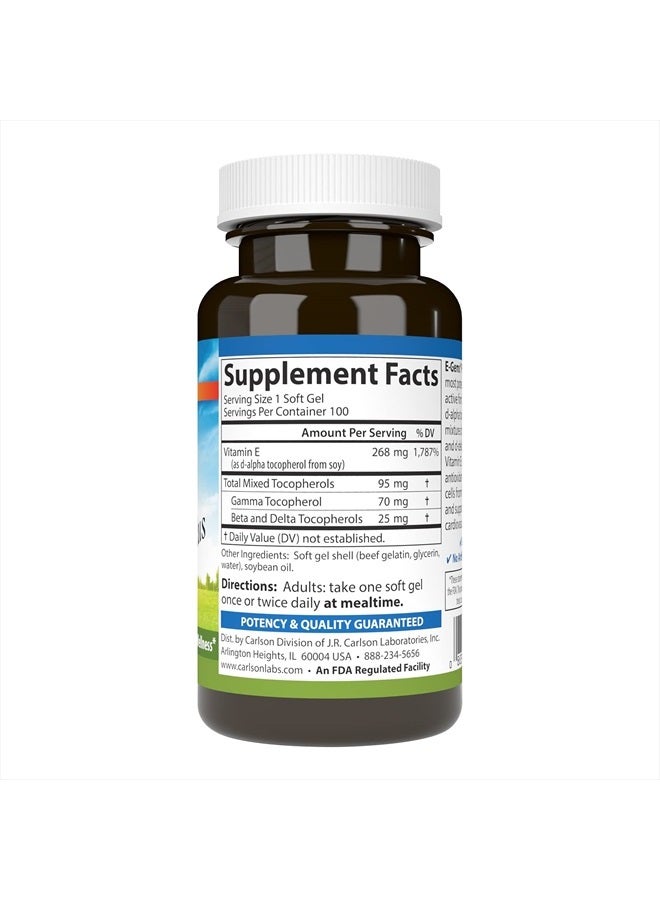 Carlson E-Gems Plus, 400 IU (268 mg), Natural-Source Vitamin E, Optimal Wellness, 100 Soft Gels - Image 2