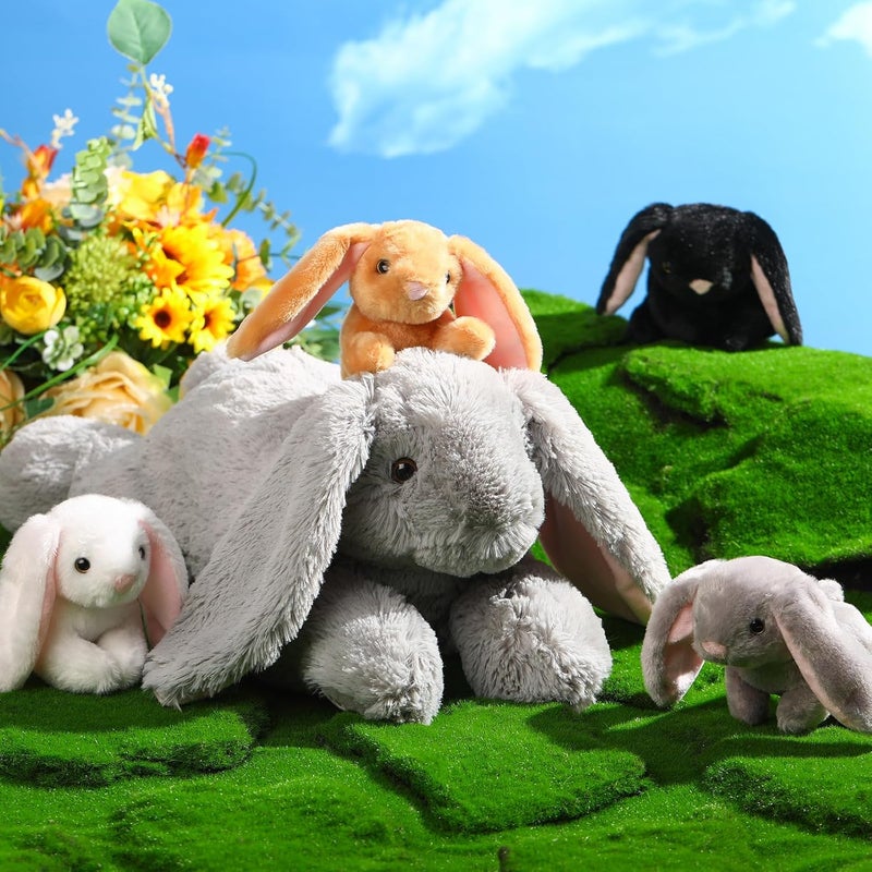 Sratte مجموعة دمى الأرنب المحشوة 5 قطع من سراتي - دمية أرنب أم كبيرة مع 4 أرنب صغير محشو لطيف في بطنها - دمى أرنب ناعمة ومرحة هدية لعيد الميلاد أو حفلات استقبال المواليد - Image 4