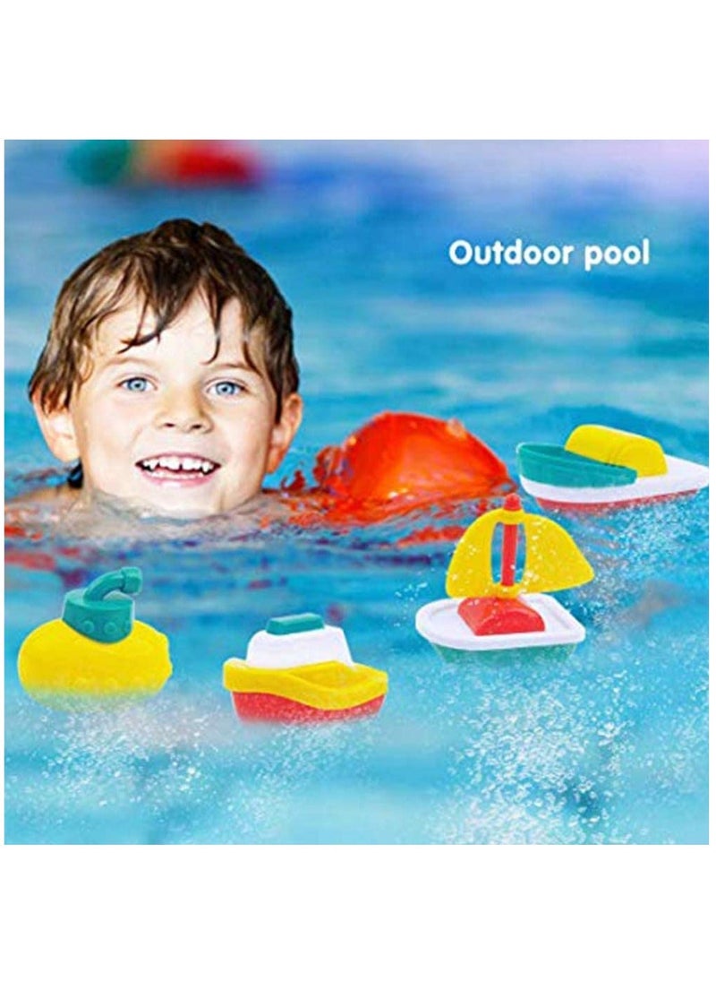 Generic - Bath Toys, 4 Pcs Floating Boat Plastic Ship Model, Colorful Pool, Summer Water Toys, Bath Tub Toys for Toddlers Kids Boys Girls, Bathtub Ship Toy for Bathroom Shower Game Swimming Pool Party - Image 1