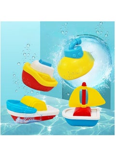 Bath Toys, 4 Pcs Floating Boat Plastic Ship Model, Colorful Pool, Summer Water Toys, Bath Tub Toys for Toddlers Kids Boys Girls, Bathtub Ship Toy for Bathroom Shower Game Swimming Pool Party
