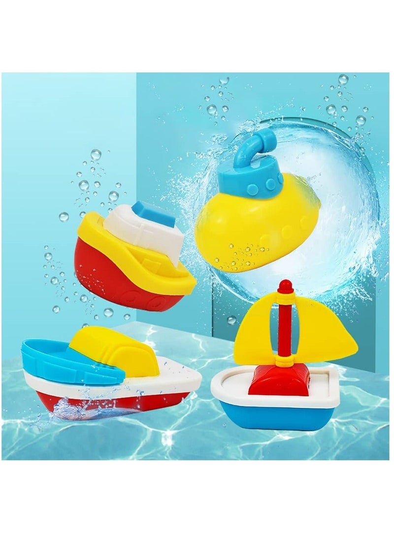 Generic - Bath Toys, 4 Pcs Floating Boat Plastic Ship Model, Colorful Pool, Summer Water Toys, Bath Tub Toys for Toddlers Kids Boys Girls, Bathtub Ship Toy for Bathroom Shower Game Swimming Pool Party - Image 1