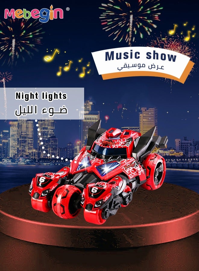 MEBEGIN 3-in-1 Transformer Electric Toy, Ejection Chariot Pull-back Alloy Car with Light and Music, 1:32 Scale Model Toy, Motorcycle Deformation Vehicle, Pull Back Cars Toys, Die-cast Car Models, Ideal Gift for Kids Aged 3+, 10.5*18*7.5cm  - Image 2