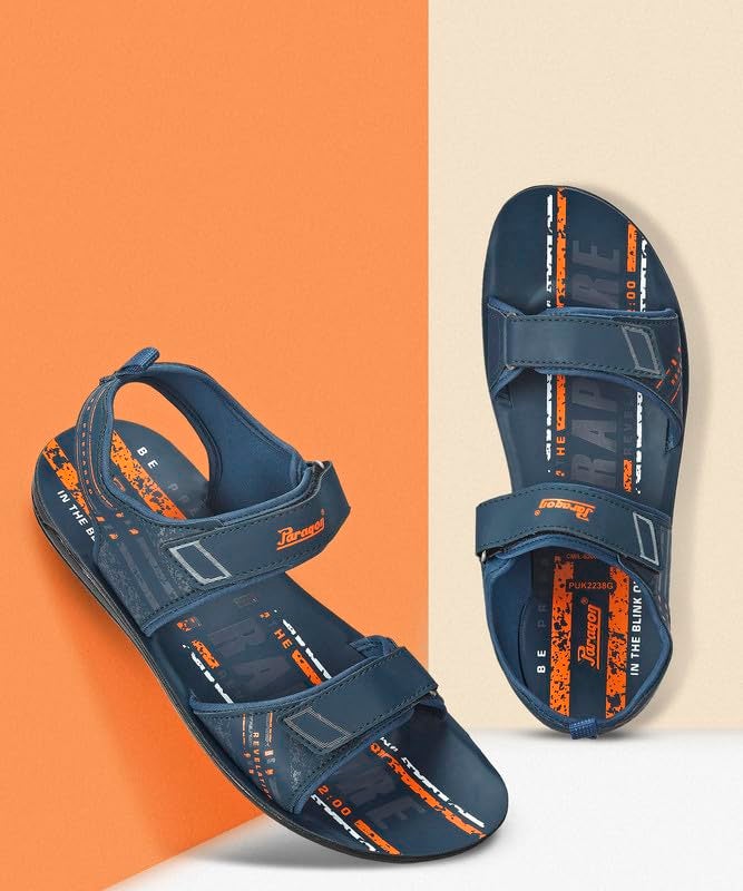 PARAGON Men's Stylish Outdoor Blue Velcro Sandals | Comfortable for Daily Use | Casual, Durable & Lightweight With Cushioned Soles - Image 3
