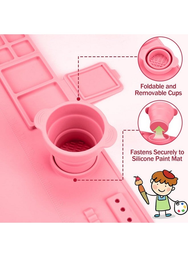 BeFunky Silicone Art Mat with Cup, Painting Mat for Crafts, Artist Mat with Brush Holders for Kids Gift, Clay, DIY Creations and Play Doh (Pink) - Image 4