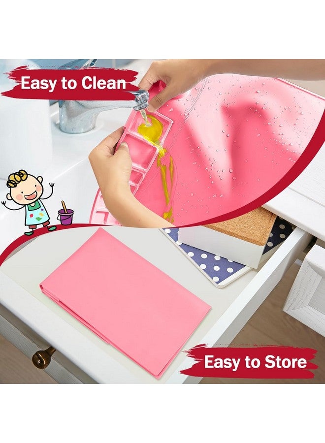 BeFunky Silicone Art Mat with Cup, Painting Mat for Crafts, Artist Mat with Brush Holders for Kids Gift, Clay, DIY Creations and Play Doh (Pink) - Image 5