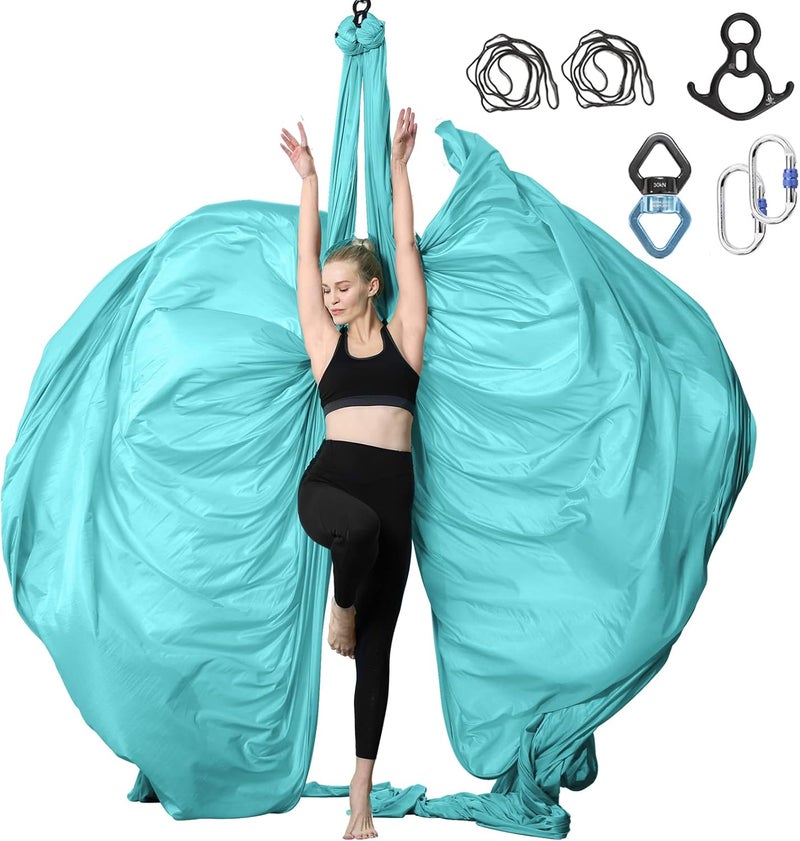 SKYPHAROS Aerial Silks Yoga Swing Set - 9/11 Yards Aerial Yoga Hammock Kit Anti-Gravity Flying for Fitness, Low/Non Stretch Nylon Tricot Fabric Hardware Included for Dance - Image 1