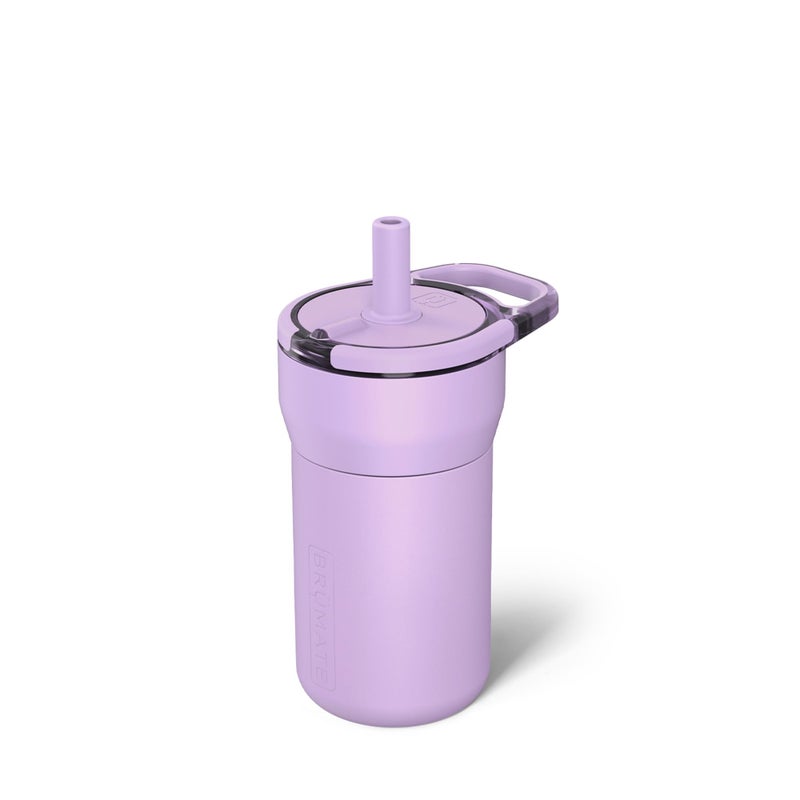 BrMate Leap 12oz 100 Leakproof Kids Tumbler with Handle and Silicone Soft Straw Durable Drop Resistant Silicone Sleeve Made of Insulated Stainless Steel Cup Holder Friendly 12oz Lavender