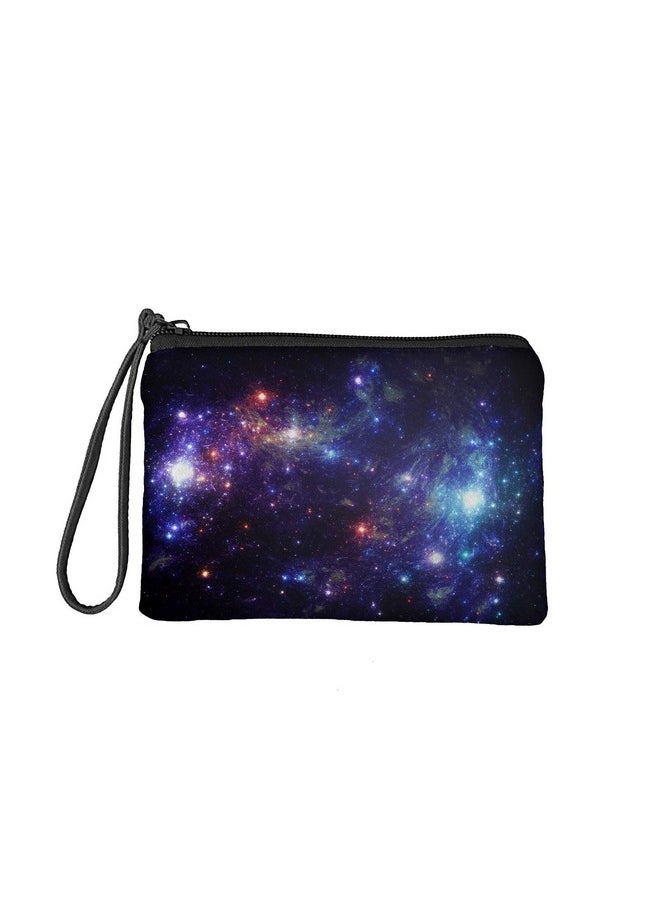 Babrukda - Women Girls Fashion Coin Purse Wallet Bag Change Pouch Key Holder Galaxy Space Blue Clutch Case With Wristlet Strap For Credit Cards Cash Lipstick Storage - Image 1