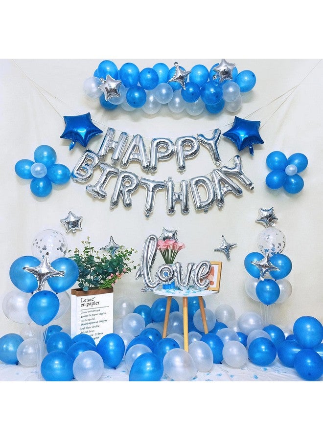 iPartycool 78Pcs Birthday Party Decorations, 3D Foil Happy Birthday Banners, Rose petals, 32in Love Balloon, 12pcs Star Balloon, 52pcs Latex Confetti Birthday Balloons for Adults Women Men Boy 2S-B - Image 1