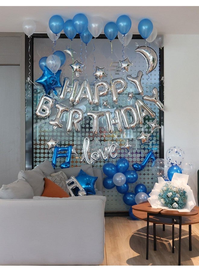 iPartycool 78Pcs Birthday Party Decorations, 3D Foil Happy Birthday Banners, Rose petals, 32in Love Balloon, 12pcs Star Balloon, 52pcs Latex Confetti Birthday Balloons for Adults Women Men Boy 2S-B - Image 2
