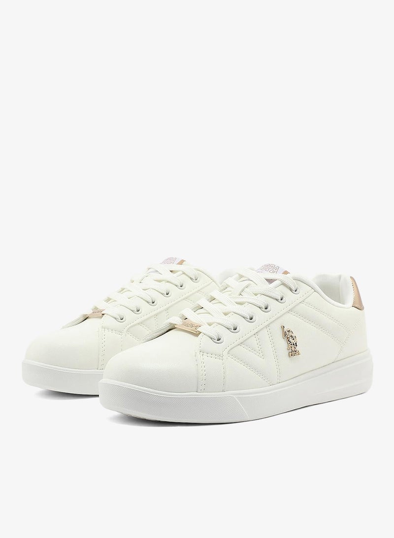 يو اس بولو اسن أحذية رياضية نسائية بيضاء بالكامل قصيرة بتصميم كلاسيكي بسيط وأحذية كاجوال مريحة للاستخدام اليومي - Image 5