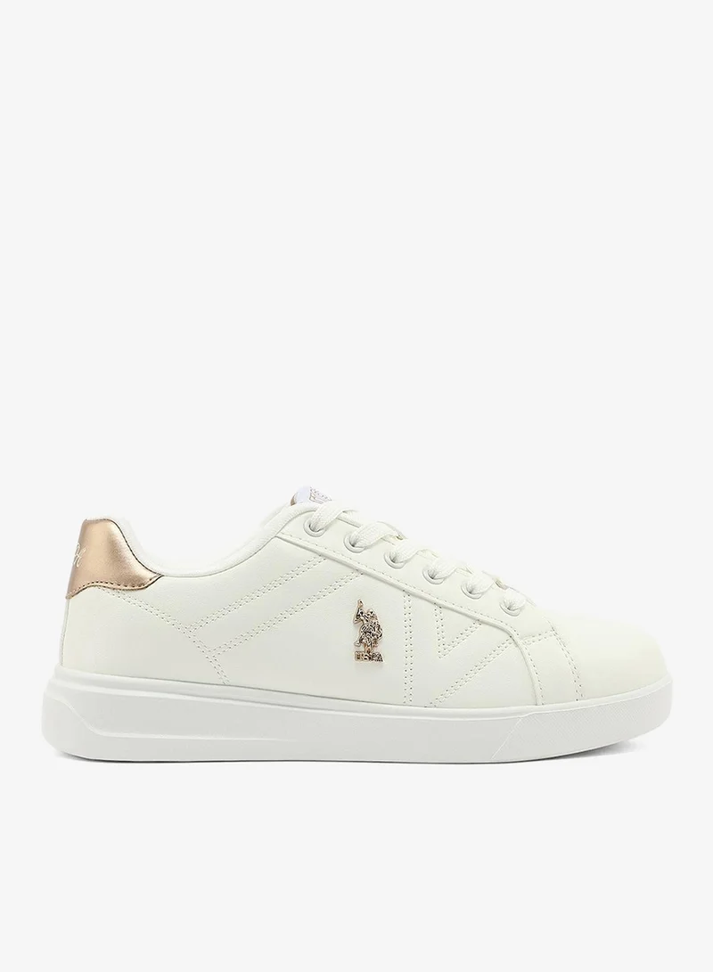 U.S. Polo Assn. white Women's All-White Low-Top Sneakers - Classic Minimalist Design, Comfortable Everyday Casual Shoes for Women | Best Price UAE