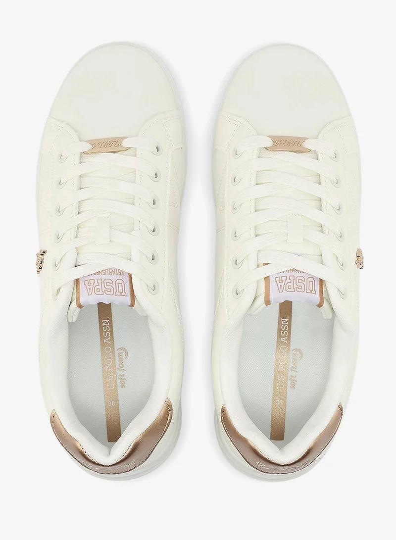 U.S. Polo Assn. white Women's All-White Low-Top Sneakers - Classic Minimalist Design, Comfortable Everyday Casual Shoes for Women | Best Price UAE