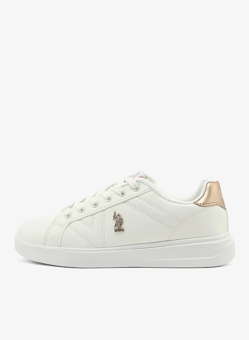 U.S. Polo Assn. white Women's All-White Low-Top Sneakers - Classic Minimalist Design, Comfortable Everyday Casual Shoes for Women | Best Price UAE
