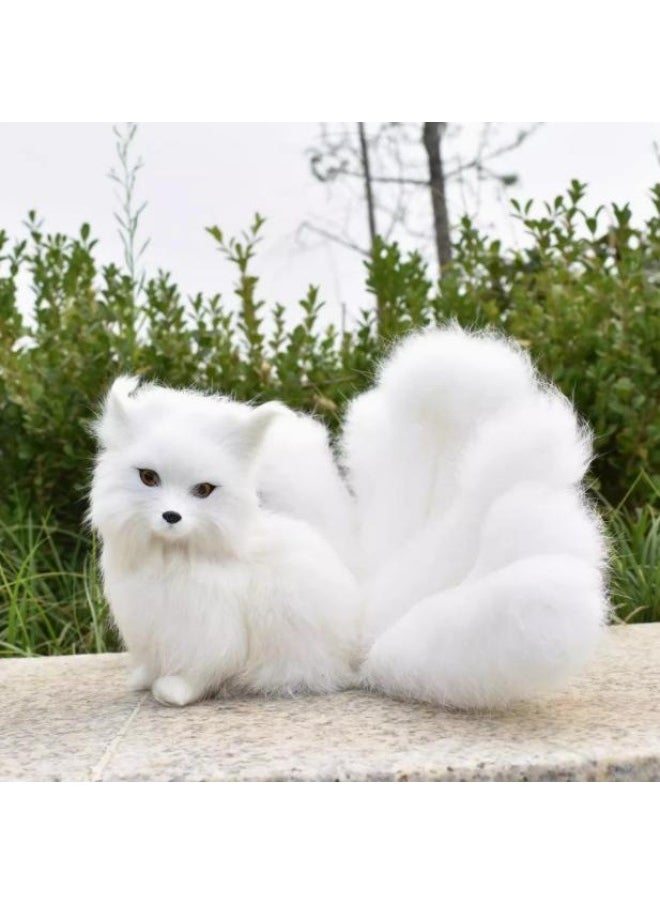 null - Super Fire Simulation Fox Nine Tails Fox Various Colors Simulation Fox Home Accessories Ornaments Shooting Props-Color:Small Brown (white Cheeks) Fox 18cm Long And 11cm High - Image 1
