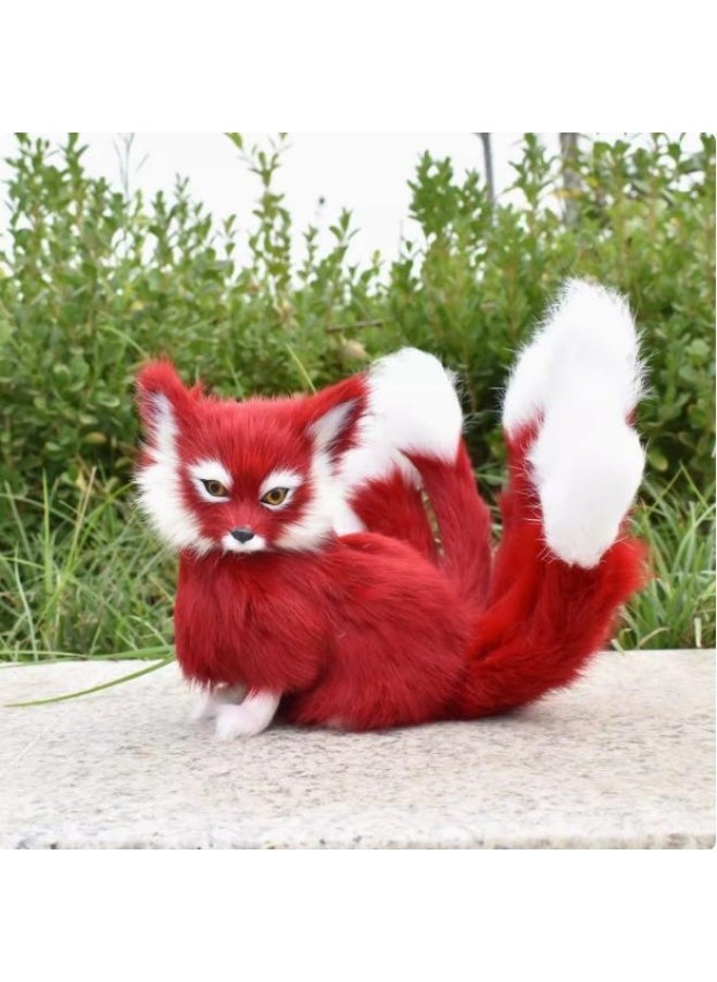 null - Super Fire Simulation Fox Nine Tails Fox Various Colors Simulation Fox Home Accessories Ornaments Shooting Props-Color:Small Brown (white Cheeks) Fox 18cm Long And 11cm High - Image 1