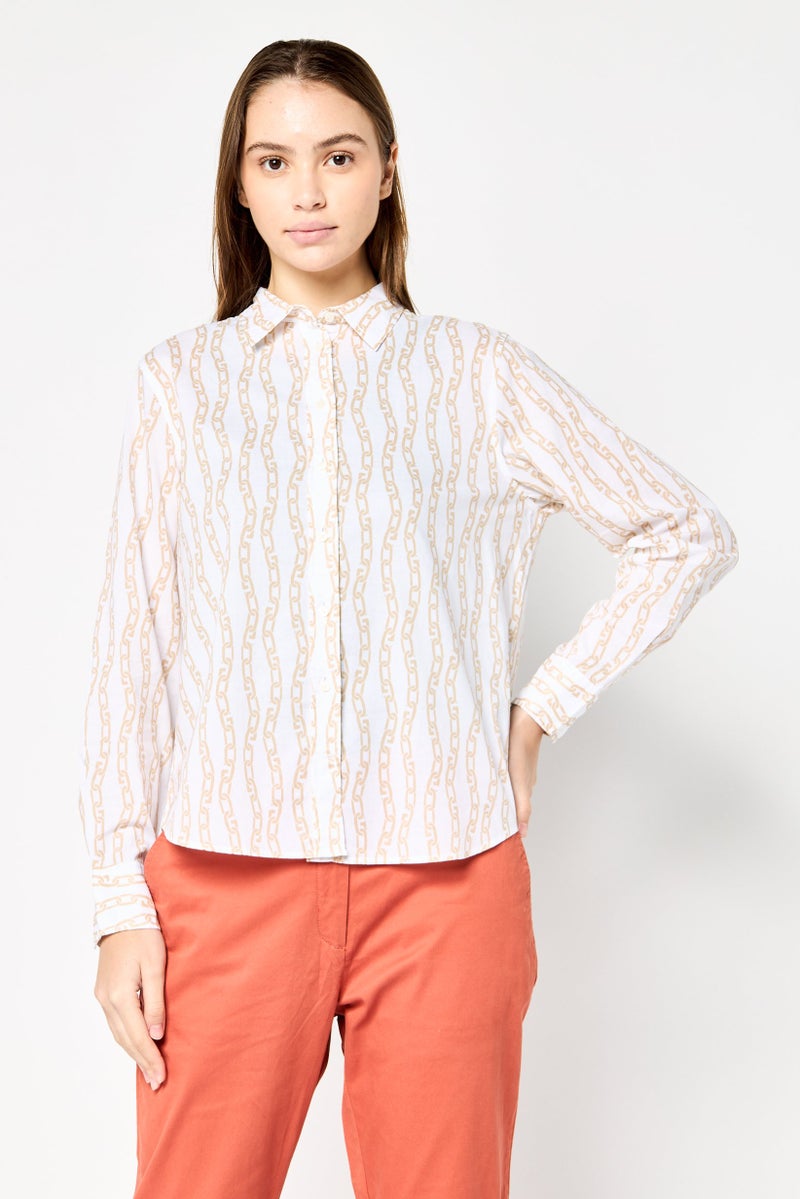 GANT Women Spread Collar Long Sleeve Allover Print Shirt, Multicolor  - Image 1