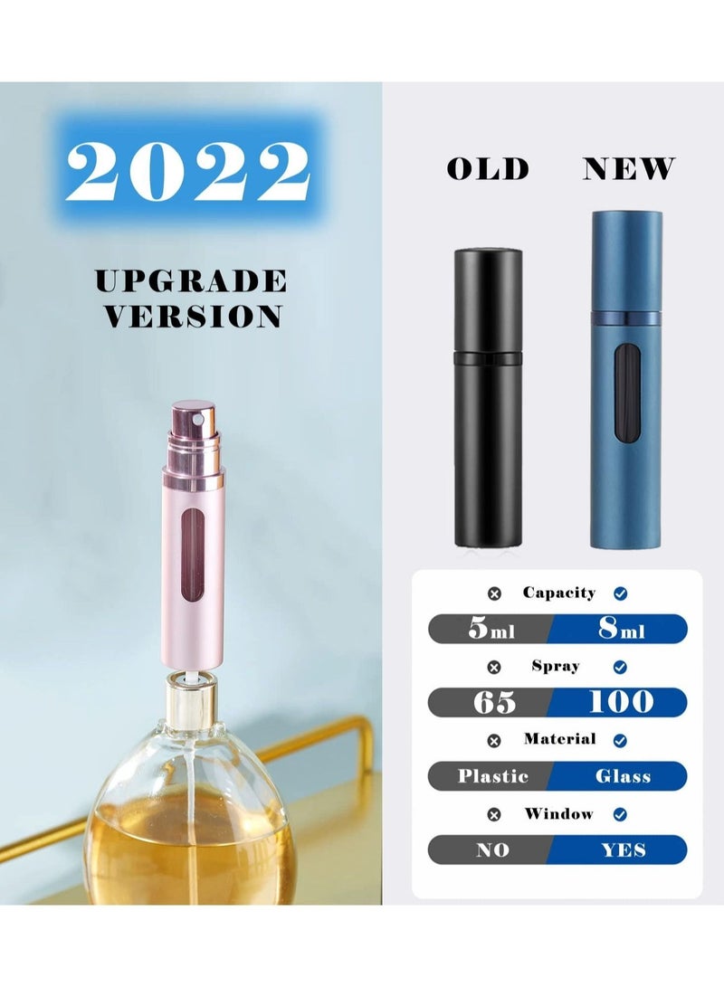 زجاجة رذاذ للعطور ، بخاخ محمول قابل لإعادة الملء للعطور ، مادة زجاجية حقيقية عالية الجودة ، مجموعة زجاجات عطر بخاخة صغيرة مملوءة بالجزء السفلي للسفر (أخضر) - Image 5