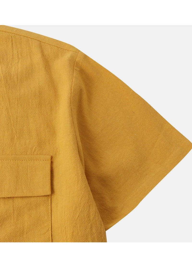 Summer new men's short-sleeved shirts men's casual shirts solid color half-sleeved tops  - Image 3