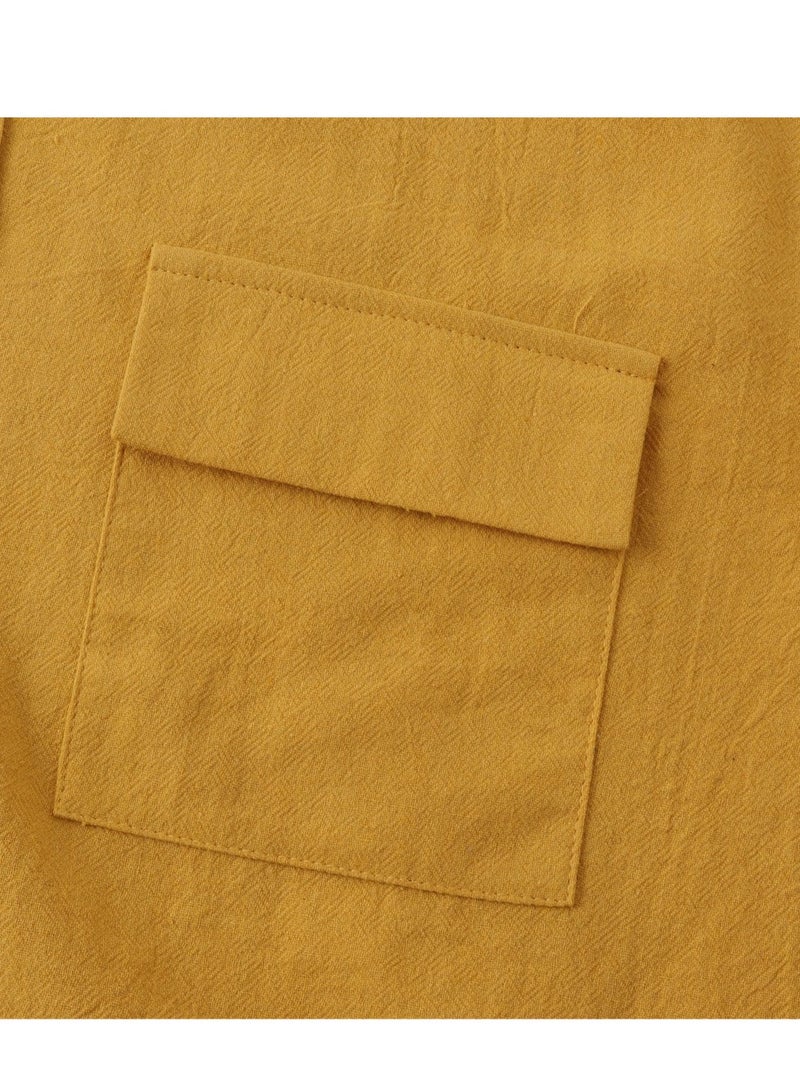 Summer new men's short-sleeved shirts men's casual shirts solid color half-sleeved tops  - Image 5